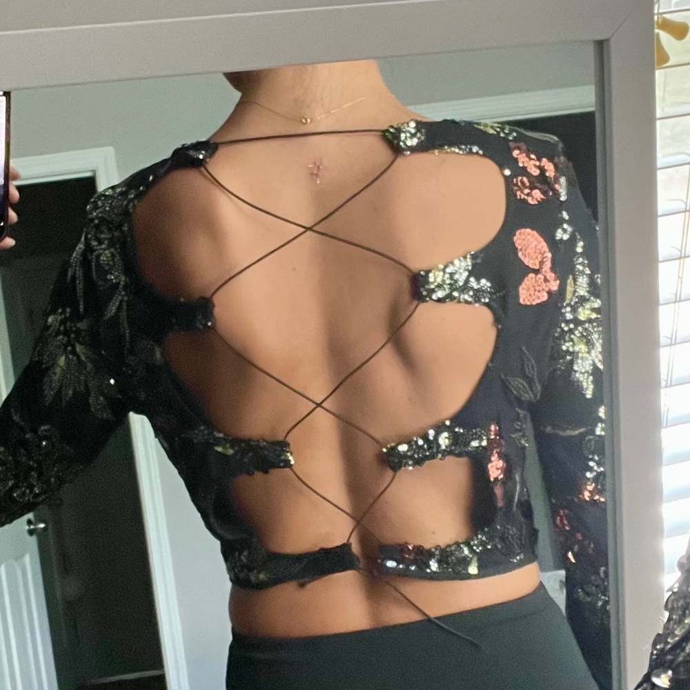 Long Sleeve Sequin Blouse